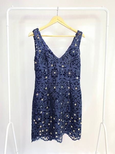 Vestido azul com renda VIVAZ
