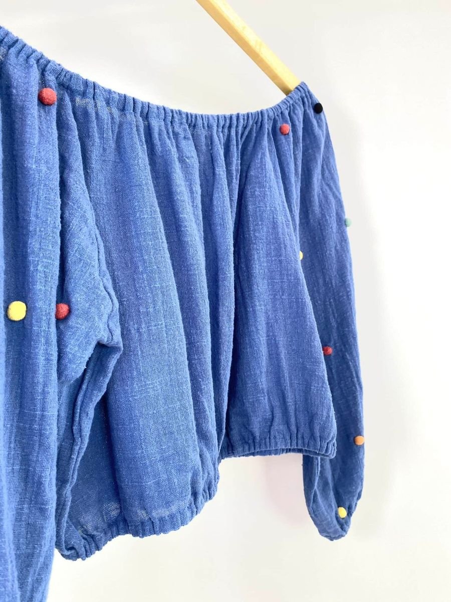 Blusa azul com bolinhas coloridas ISABELA CAPETO, foto 3