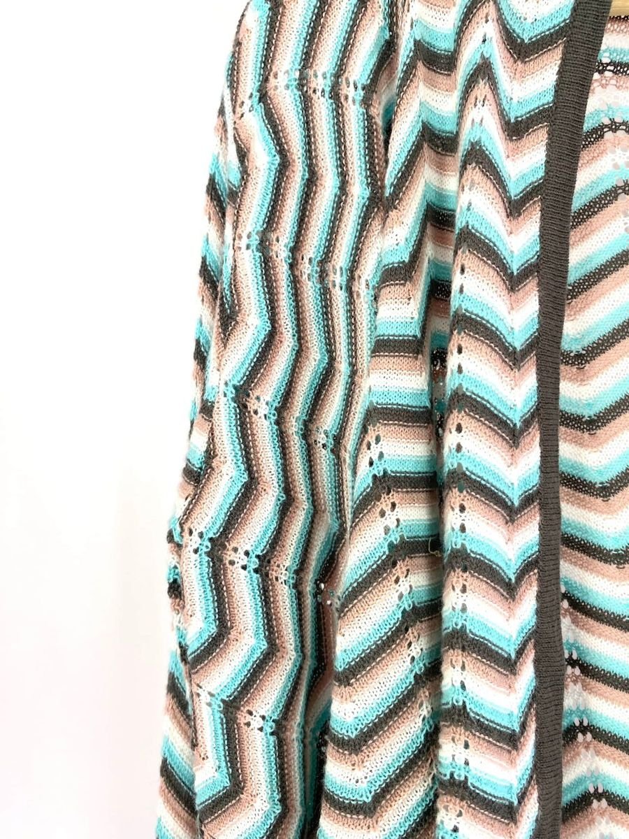 Cardigan tricot estampado azul e marrom ATEEN, foto 2