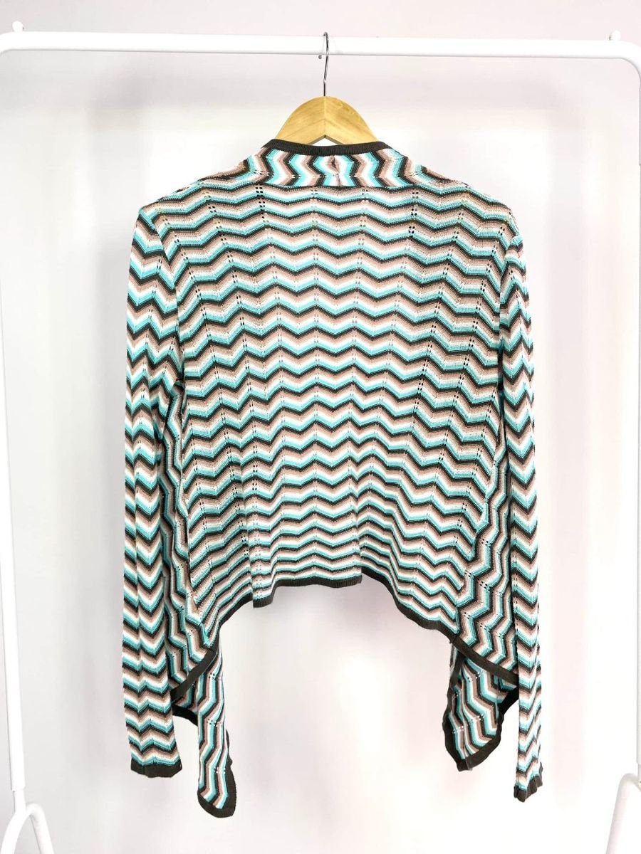 Cardigan tricot estampado azul e marrom ATEEN, foto 3