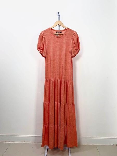 Vestido longo malha laranja MIXED