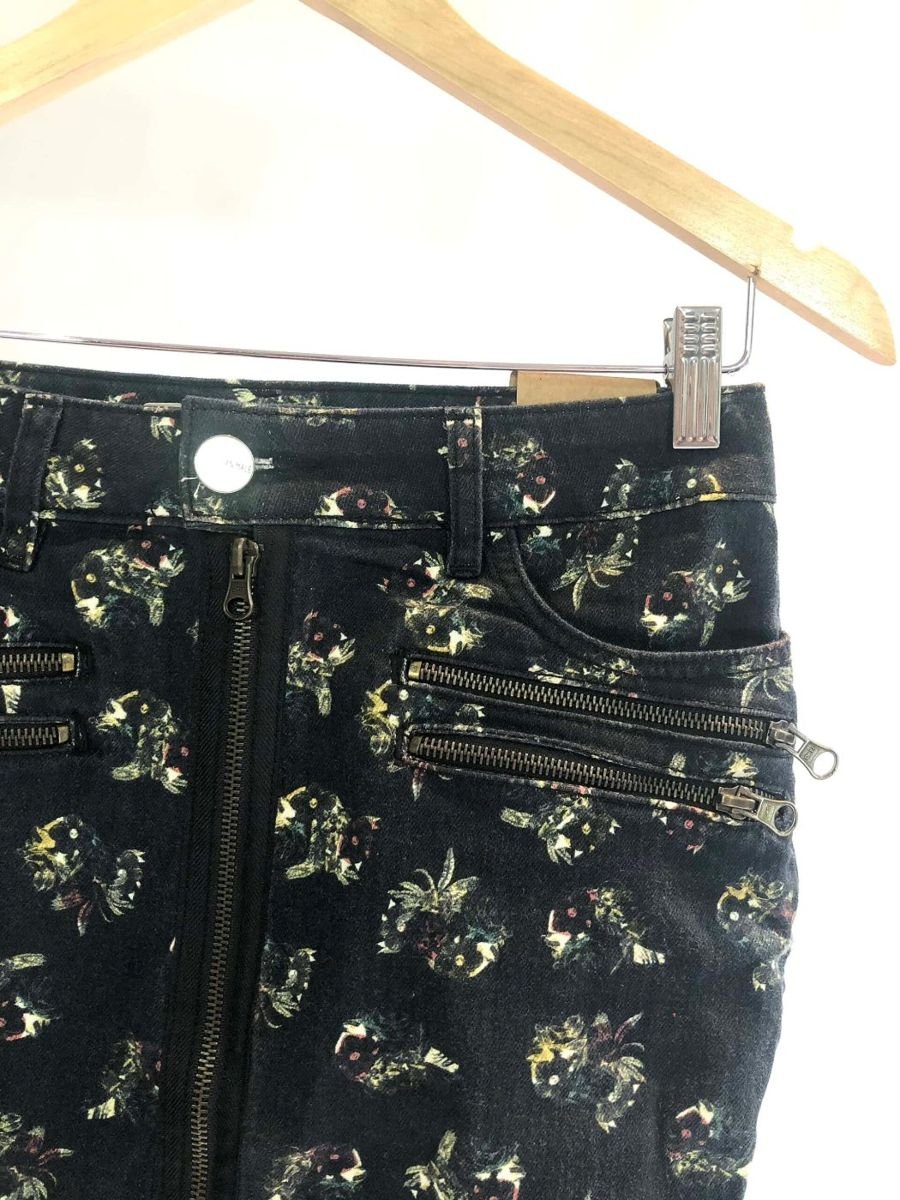 Saia jeans estampada ziper ANIMALE, foto 2