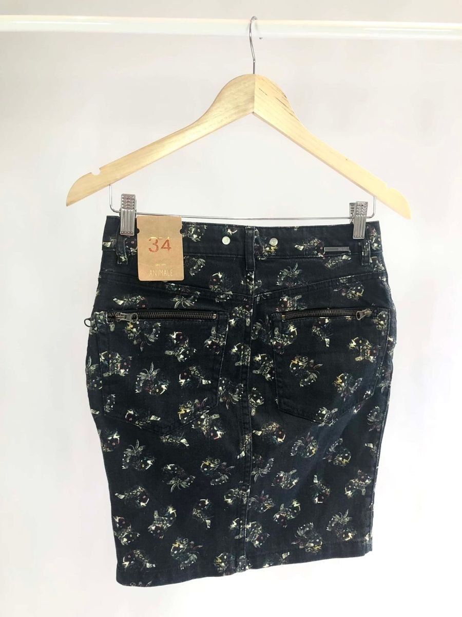 Saia jeans estampada ziper ANIMALE, foto 3
