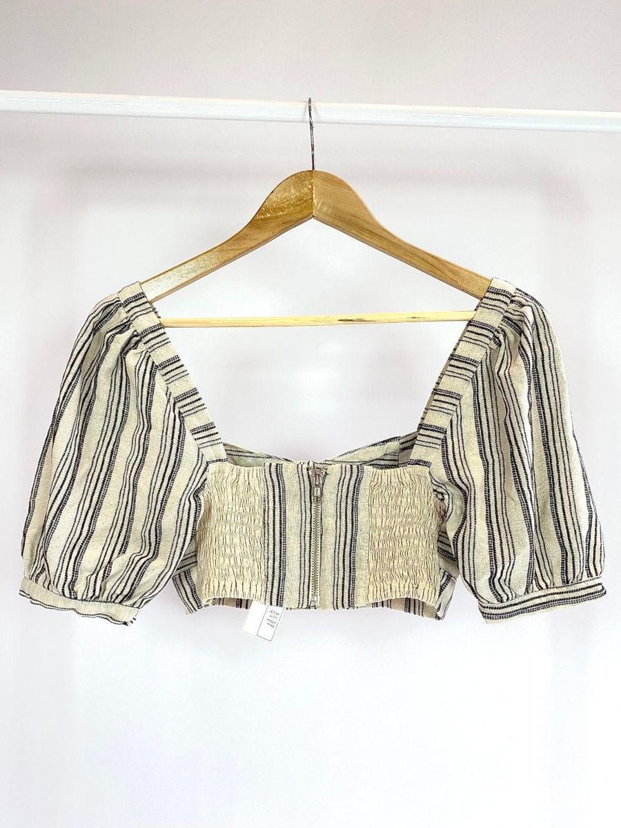 Cropped listrado bege e preto LUIZA BOTTO, foto 3