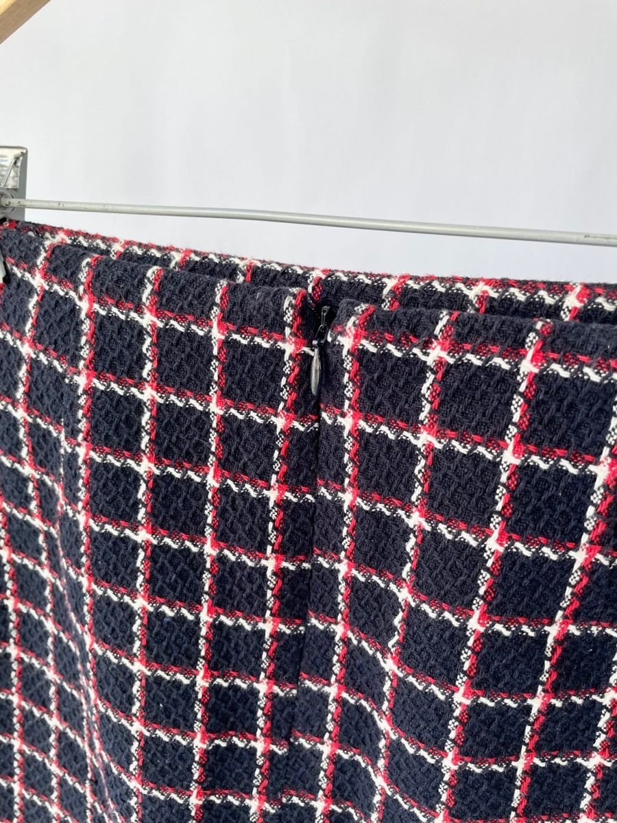 Saia tweed azul marinho quadriculado ZARA, foto 4