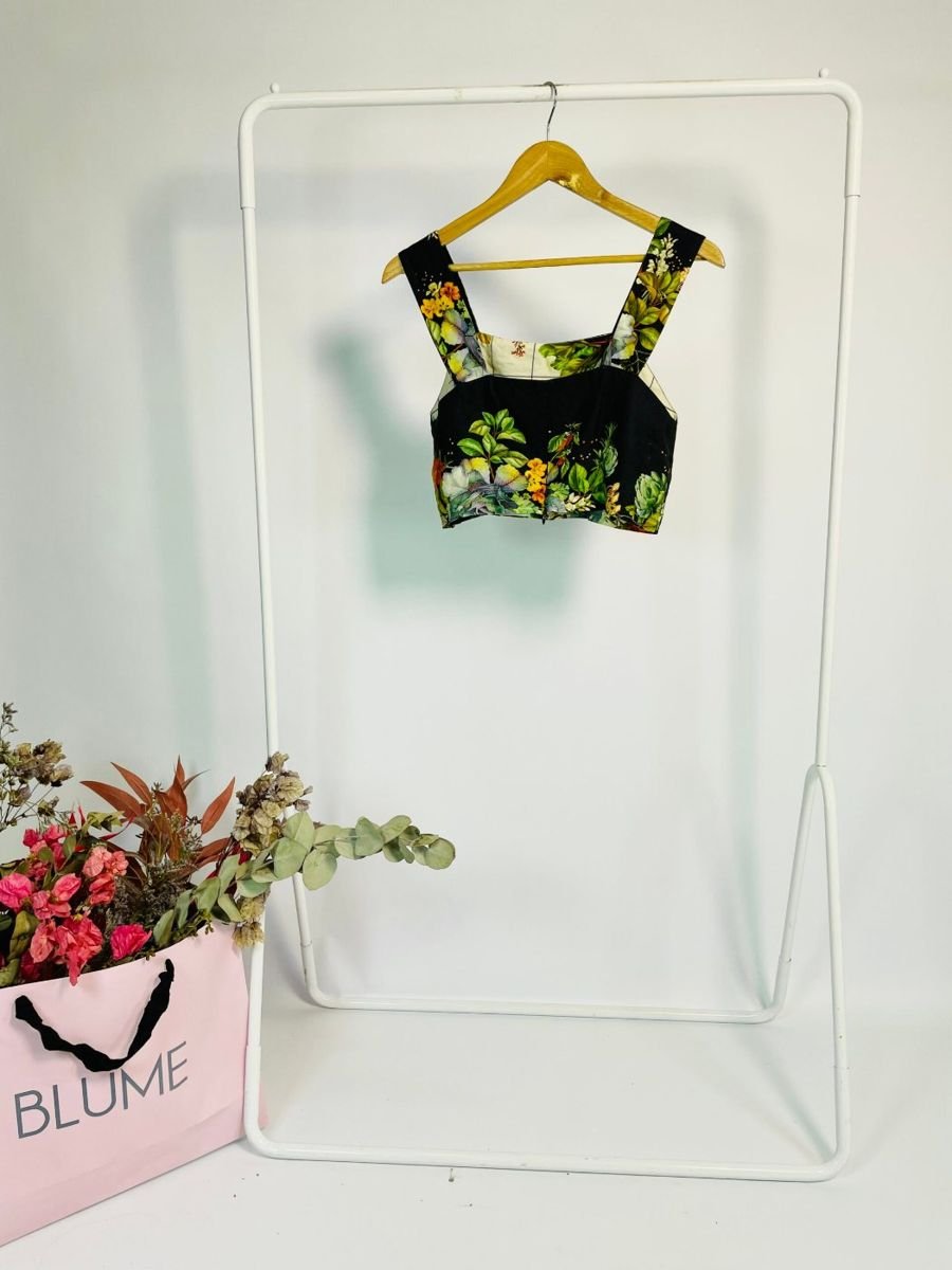 Cropped preto estampa floral colorida DRESS TO, foto 3