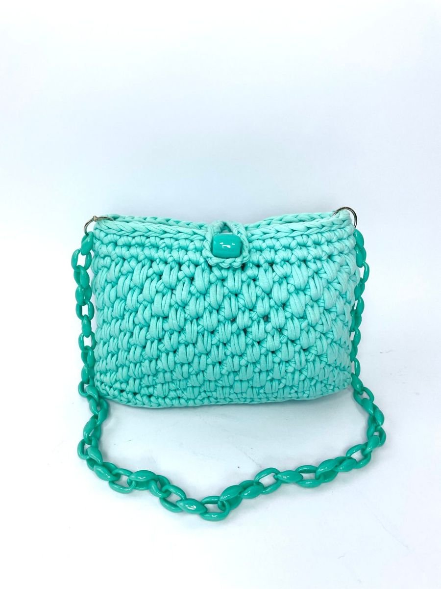 Bolsa azul claro crochet FG DESIGN CROCHET