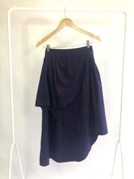 Saia algodão midi azul marinho WYMANN