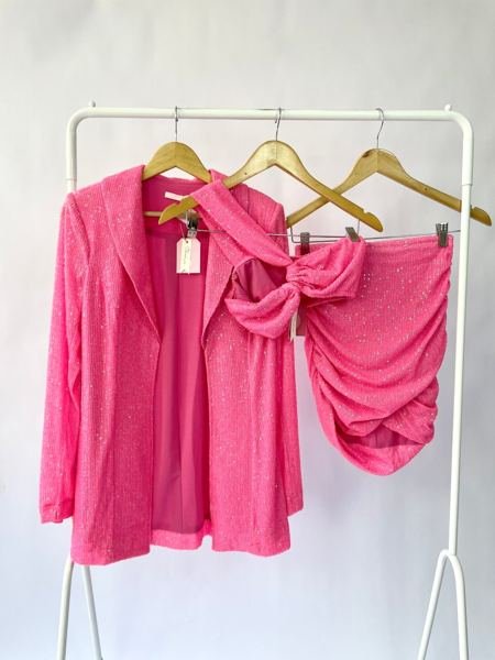 Trijunto rosa neon paetê CURADORIA STORE