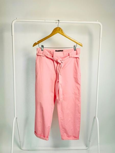 Calça rosa claro coom faixa amarração ZARA