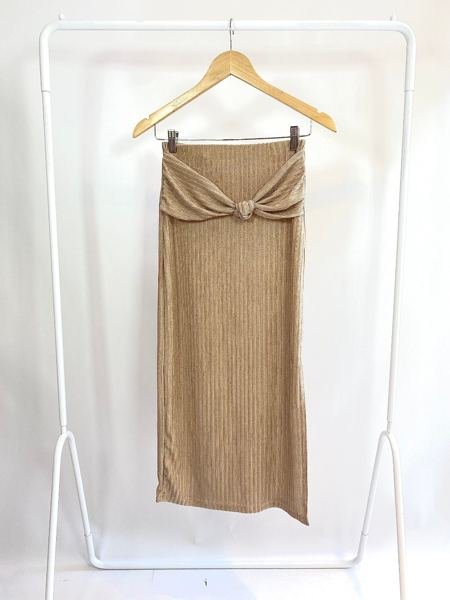 Saia midi marrom de tricot INGRID TALINA