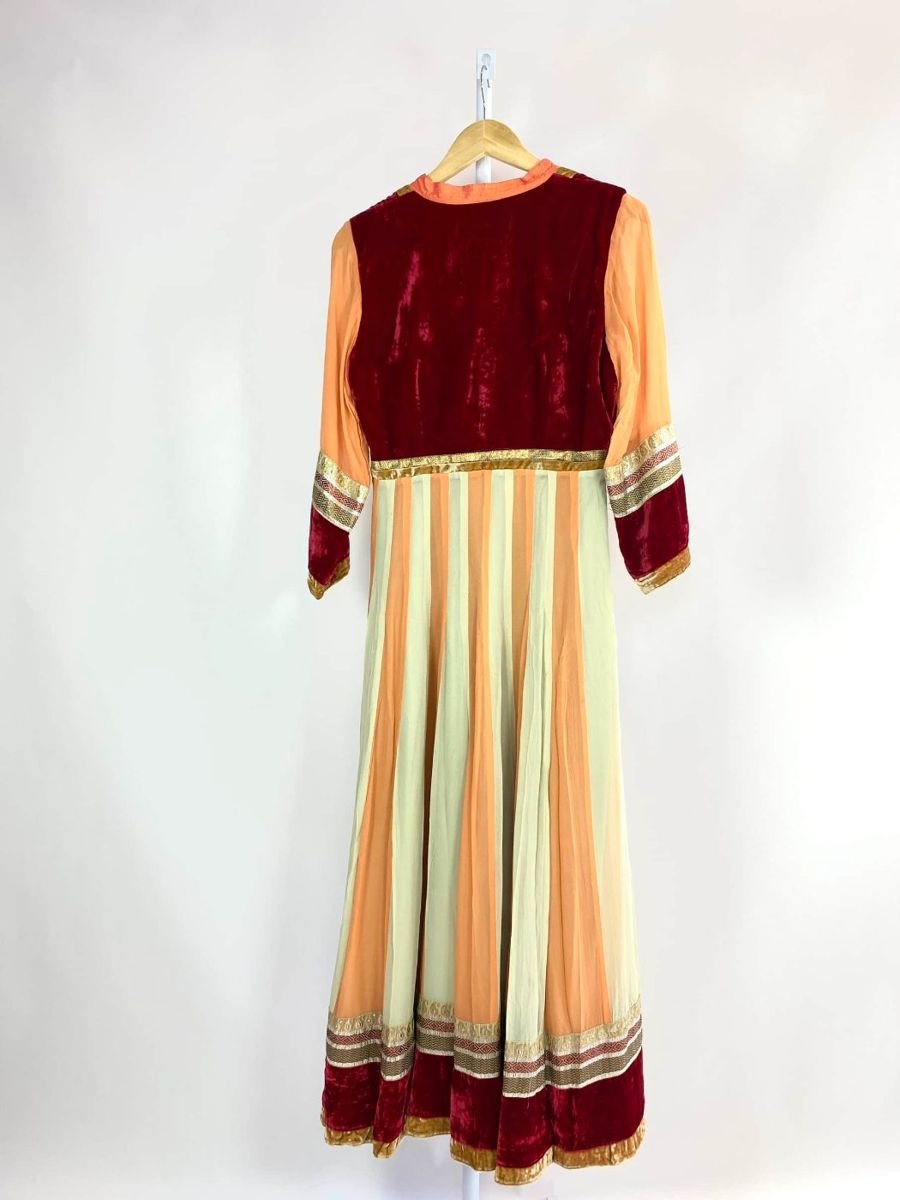 Vestido veludo e seda vinho e laranja GO INDY, foto 4