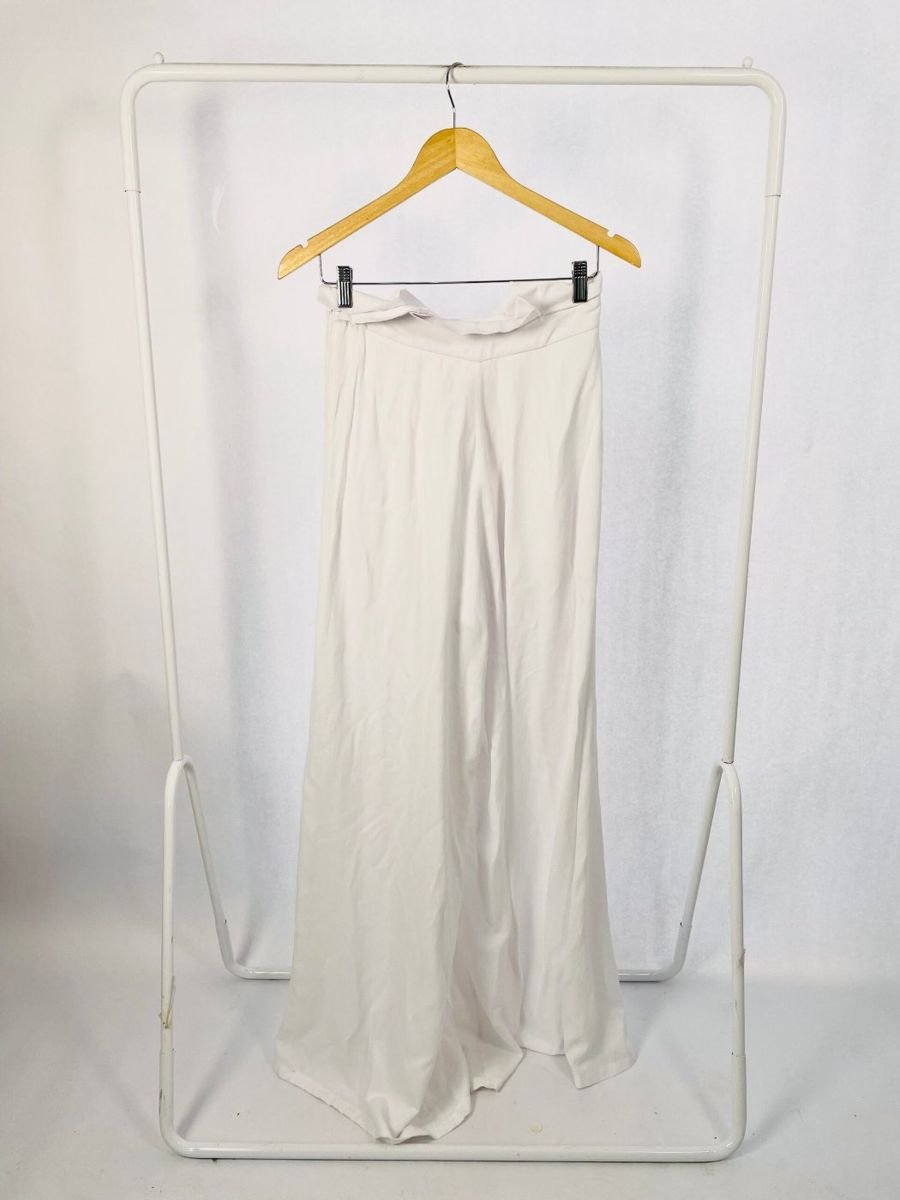 Calça pantalona branca fenda frontal AGATHA, foto 3