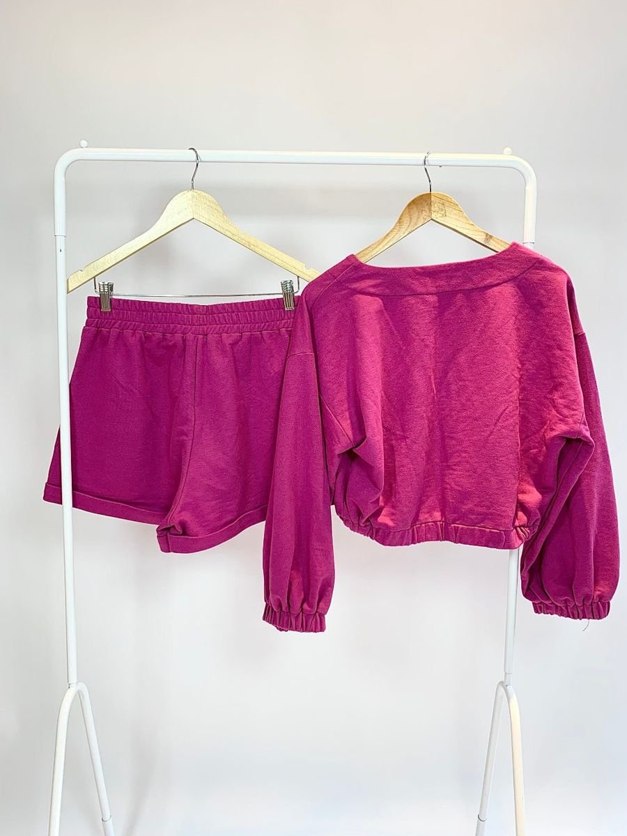 Conjunto moletom rosa short e casaco cropped CHART, foto 4