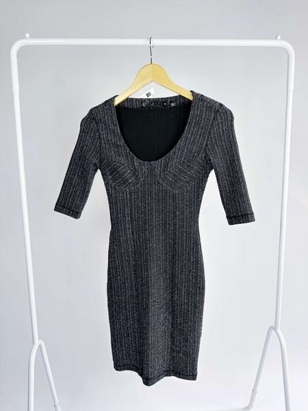 Vestido curto preto com fios de lurex JOHN JOHN