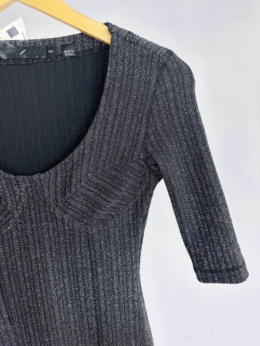Vestido curto preto com fios de lurex JOHN JOHN, foto 4