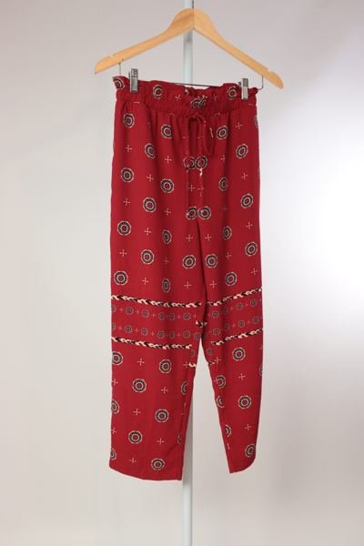 Calça cós elástico viscose vermelha estampada MARIA FILÓ