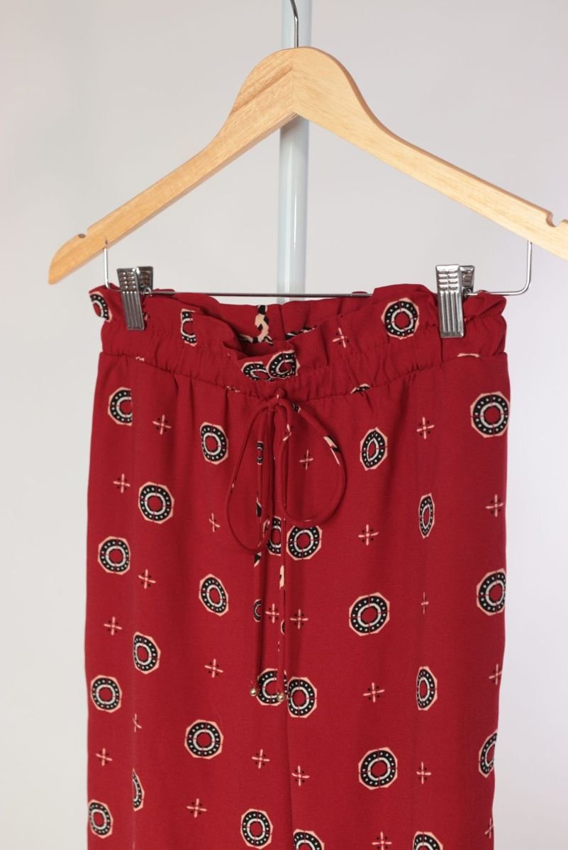Calça cós elástico viscose vermelha estampada MARIA FILÓ, foto 3