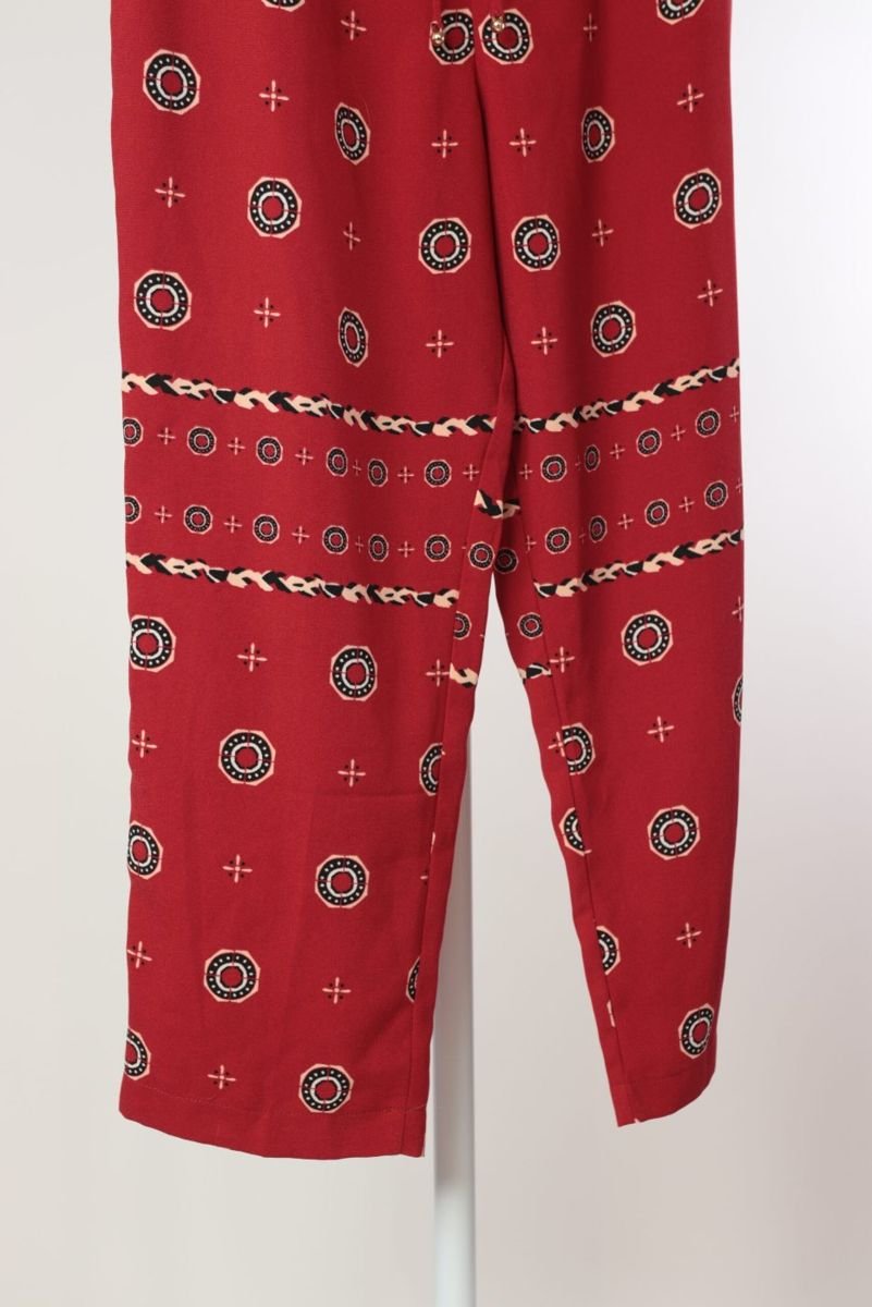 Calça cós elástico viscose vermelha estampada MARIA FILÓ, foto 4