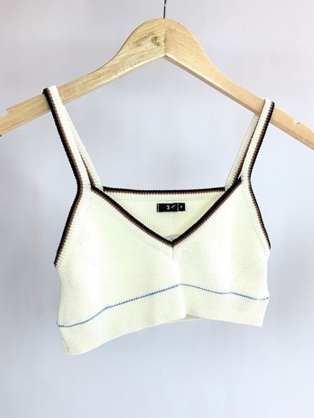 Cropped tricot off detalhe preto e marrom LOJA 3