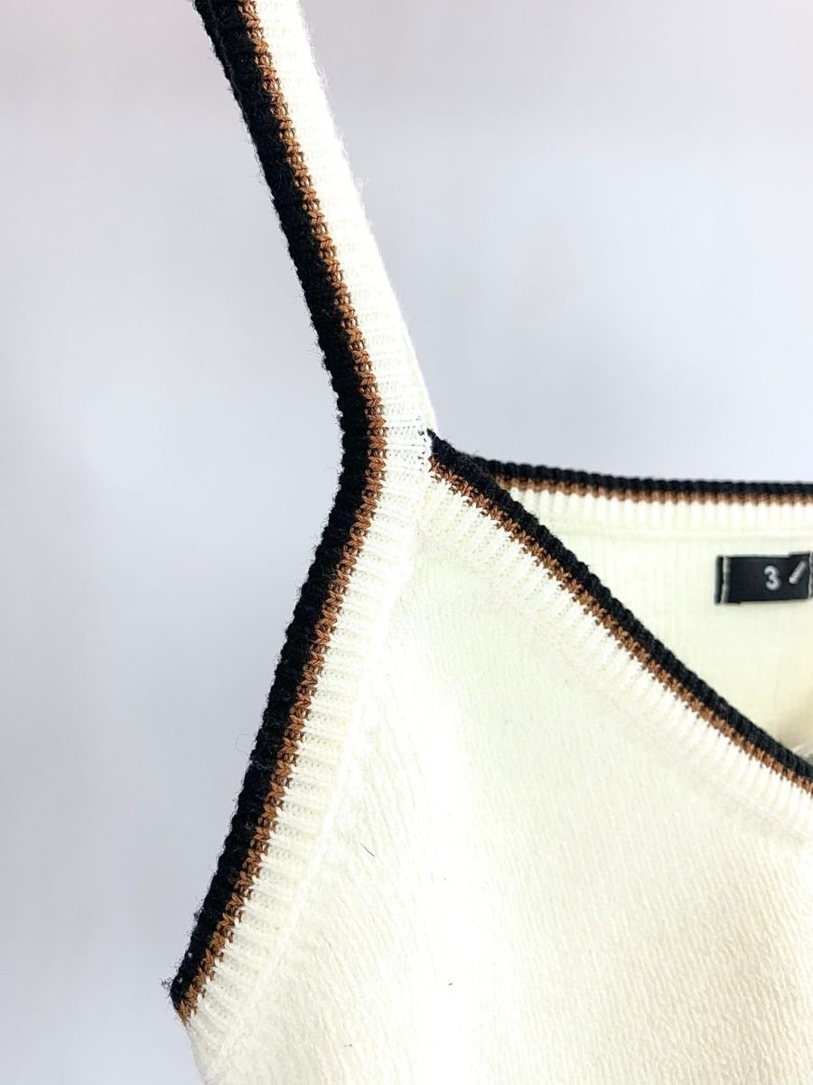 Cropped tricot off detalhe preto e marrom LOJA 3, foto 2