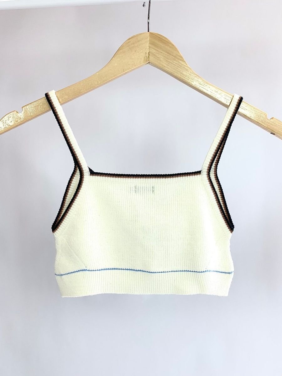 Cropped tricot off detalhe preto e marrom LOJA 3, foto 3