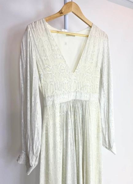 Vestido longo branco com estamp cinza M OFFICER