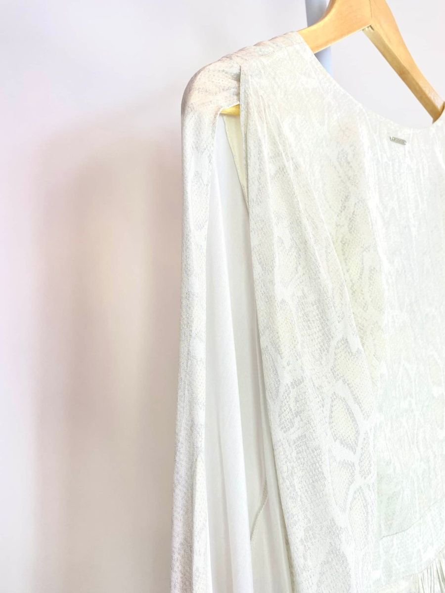Vestido longo branco com estamp cinza M OFFICER, foto 4