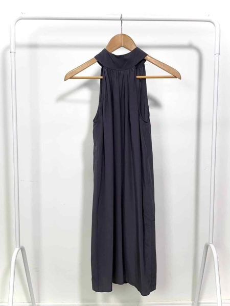 Vestido seda cinza com amarração ATEEN