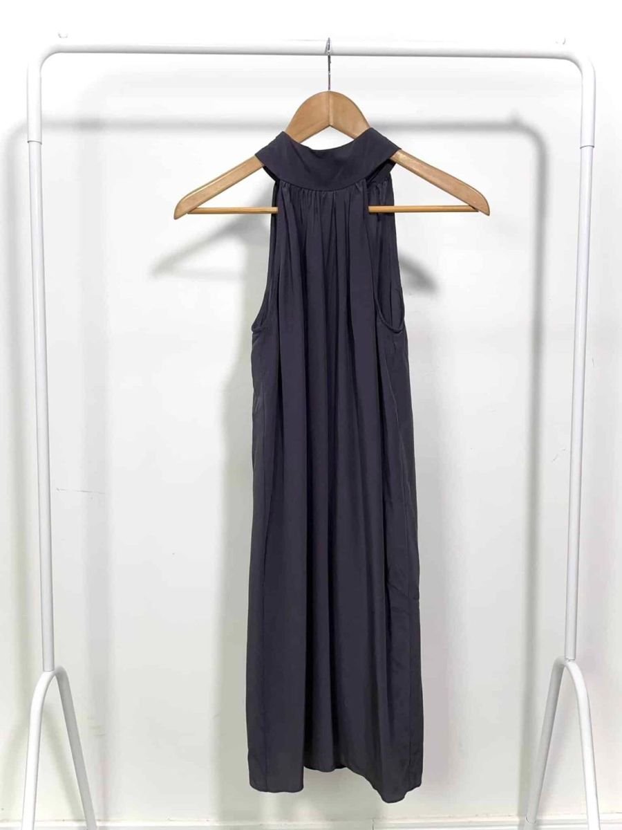 Vestido seda cinza com amarração ATEEN