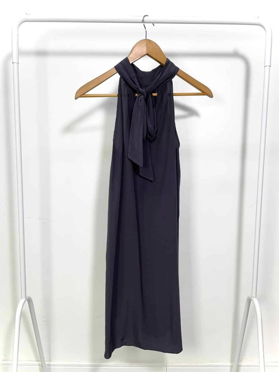 Vestido seda cinza com amarração ATEEN, foto 3
