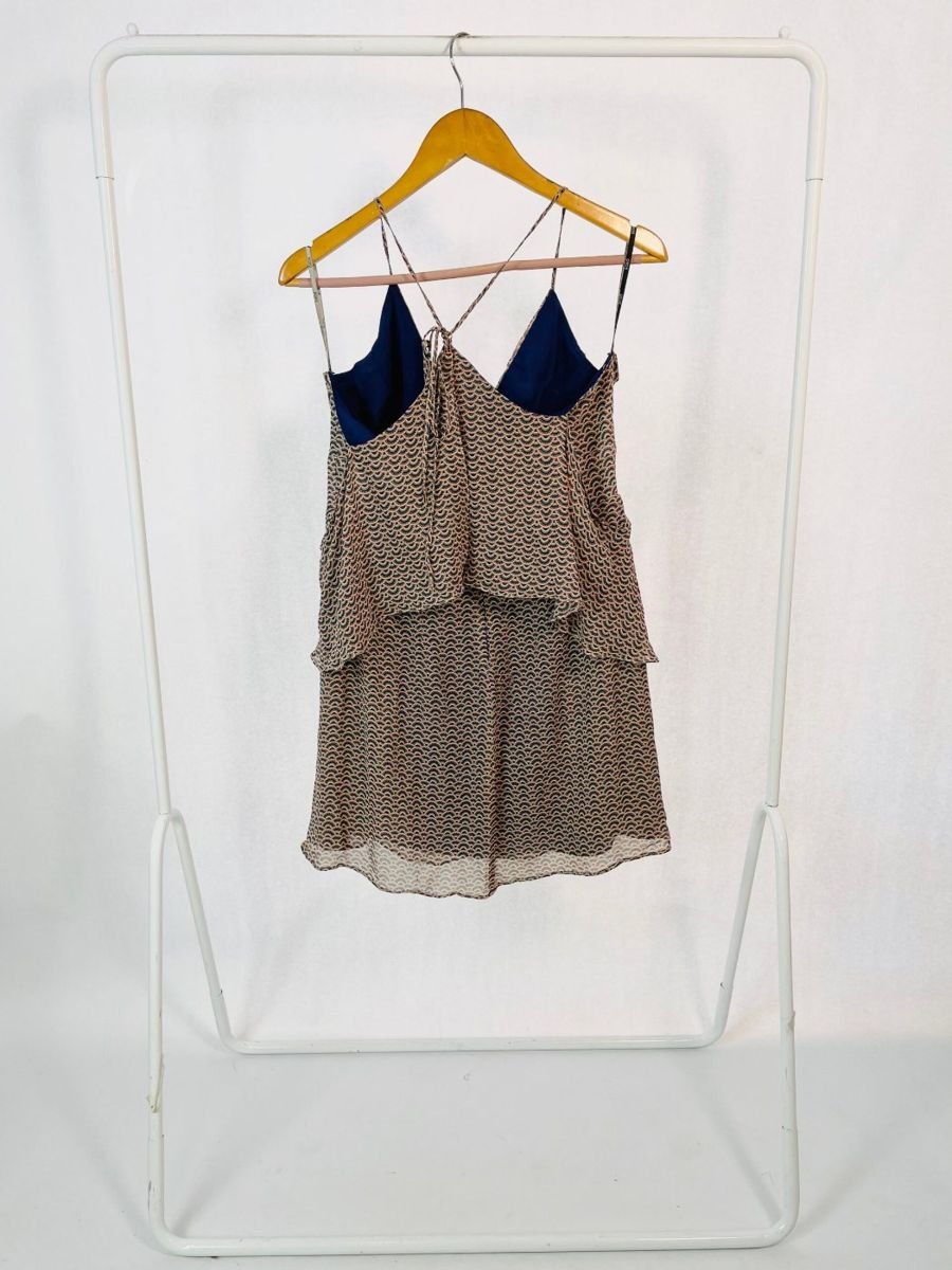 Vestido curto seda estampado babados busto BOBO, foto 3