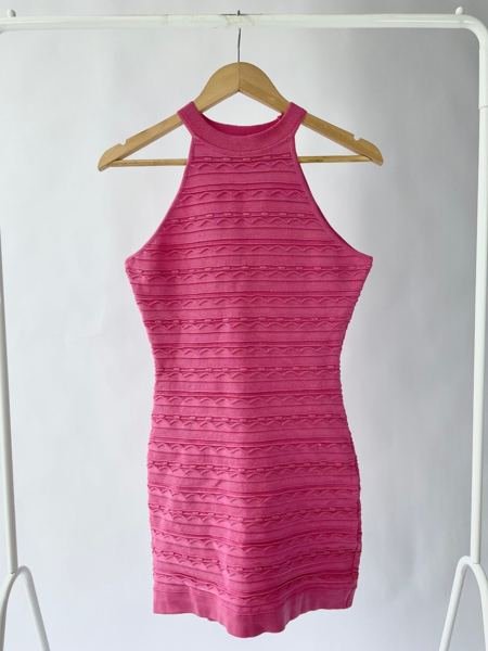 Vestido rosa tricot tramado GALERIA TRICOT