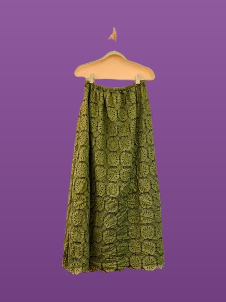 Saia midi verde renda Candy Brown