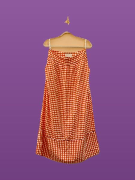 Saia midi vichy laranja Le Soleil Dete
