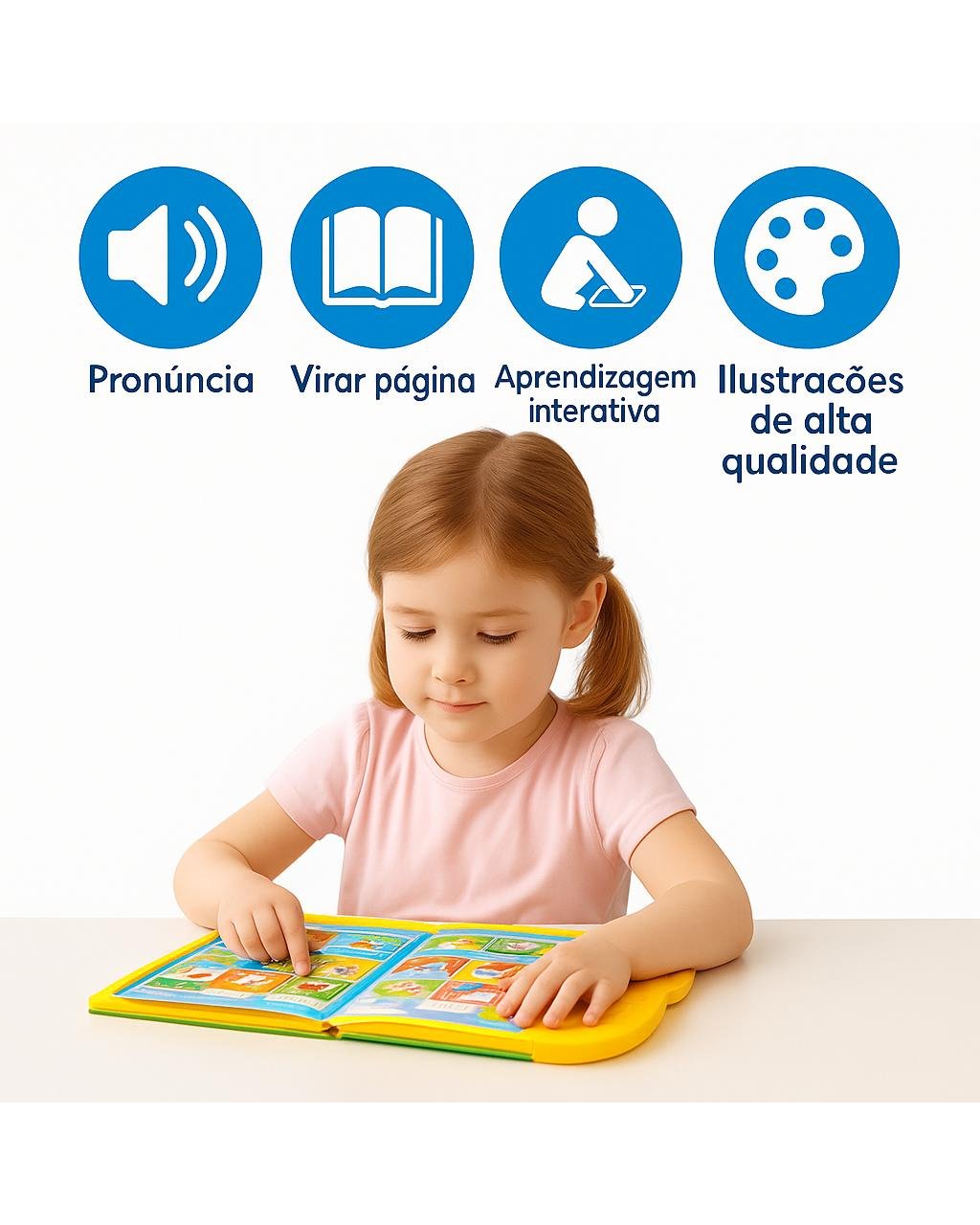 Livro Interativo Bilíngue com Som Português e Inglês - Azul, foto 3