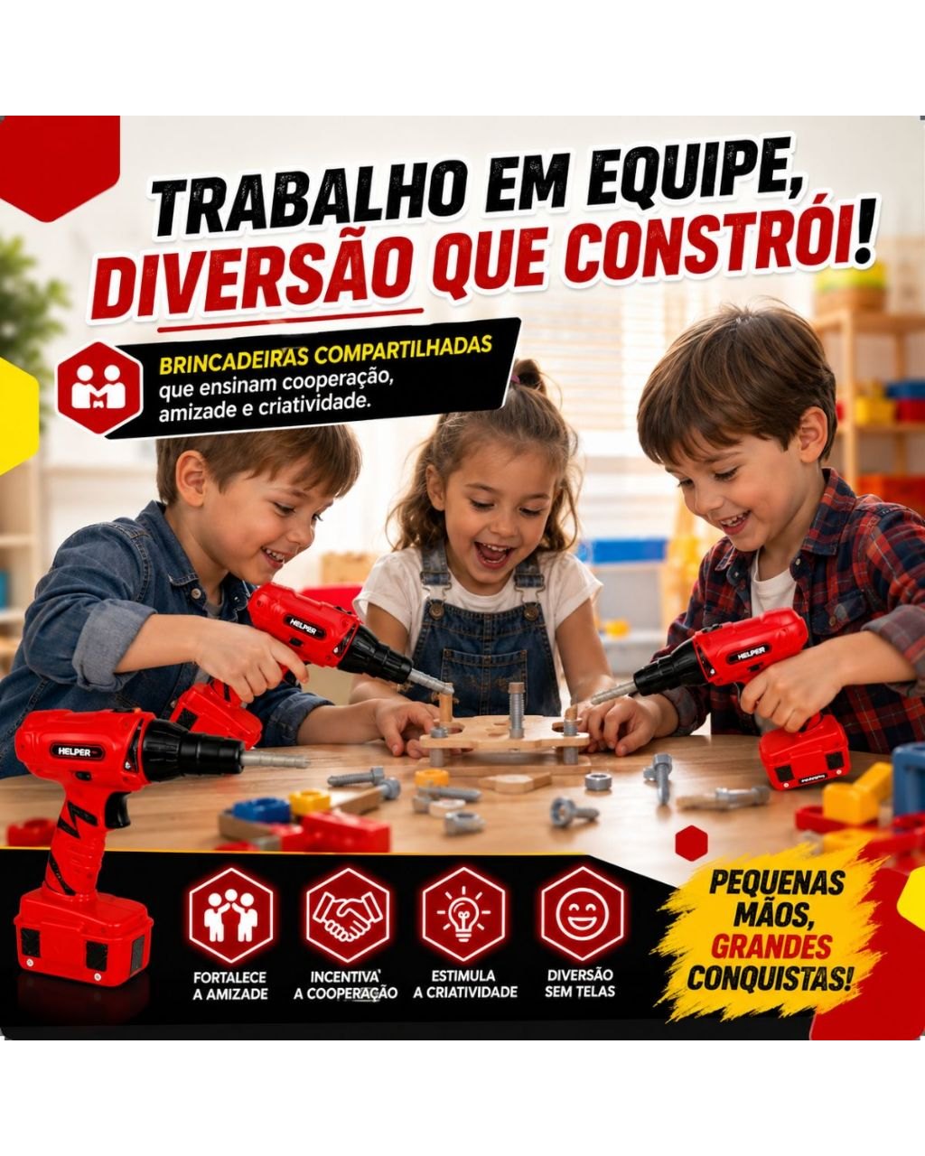 Kit Ferramentas Infantil com Furadeira e Parafusadeira, foto 4