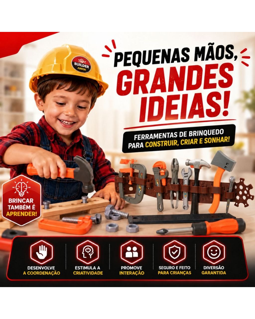 Kit Ferramentas Infantil com Furadeira e Parafusadeira, foto 7