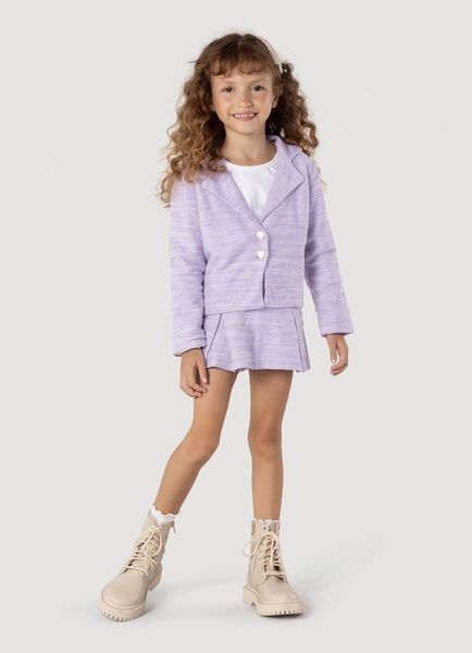 Conjunto Moletom Tricô Infantil Menina Mundi - Roxo