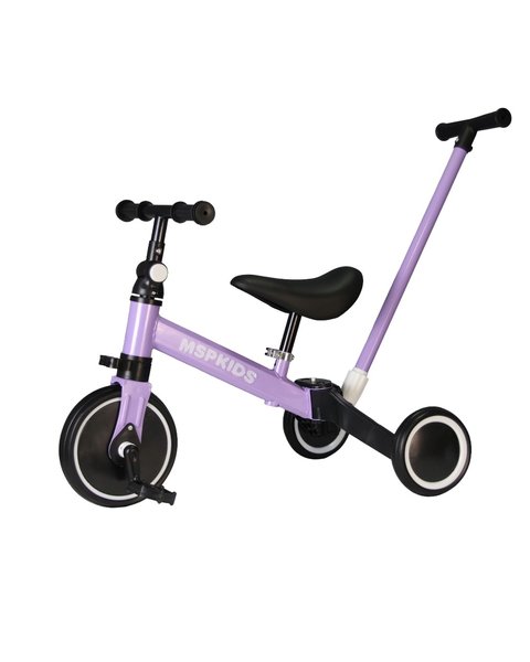 Triciclo 4 em 1 com Haste de Empurrar e Bicicleta de Equilíbrio - Lilás