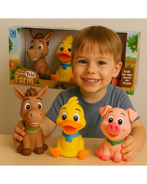 Fazendinha Animais de Vinil Macio - 3 Unidades