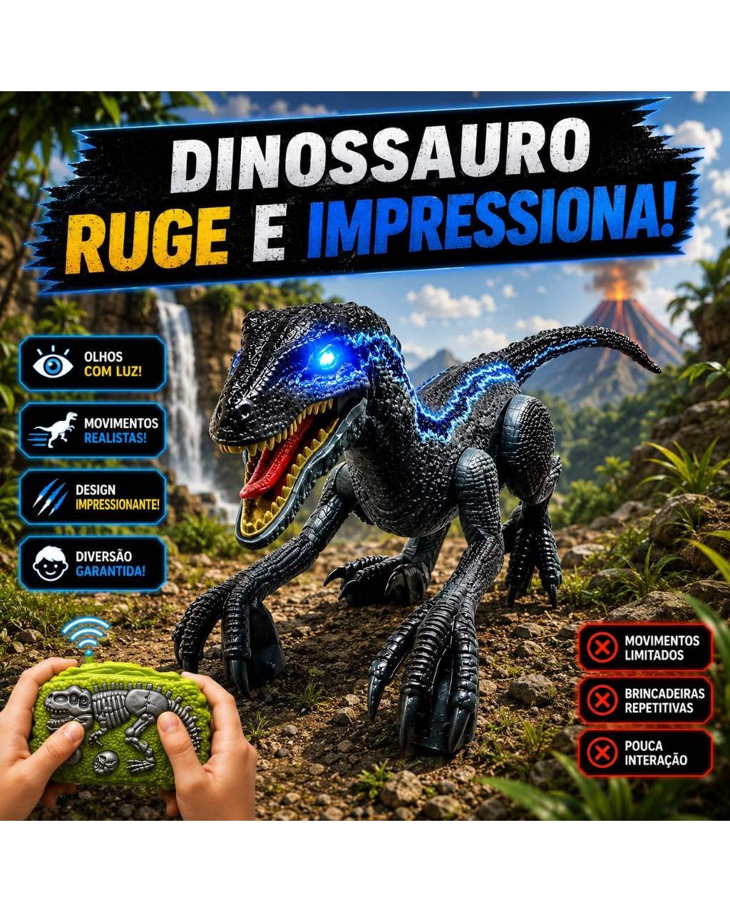 Dinossauro de Controle Remoto com Som e Luz, foto 4