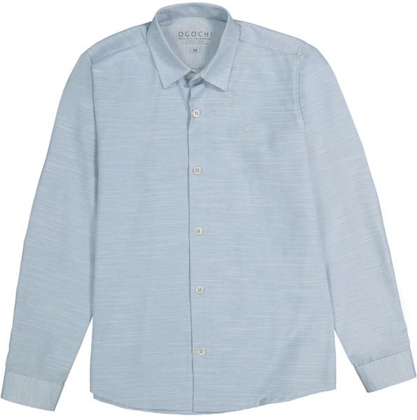 Camisa Social Ogochi Manga Longa - Azul ceu