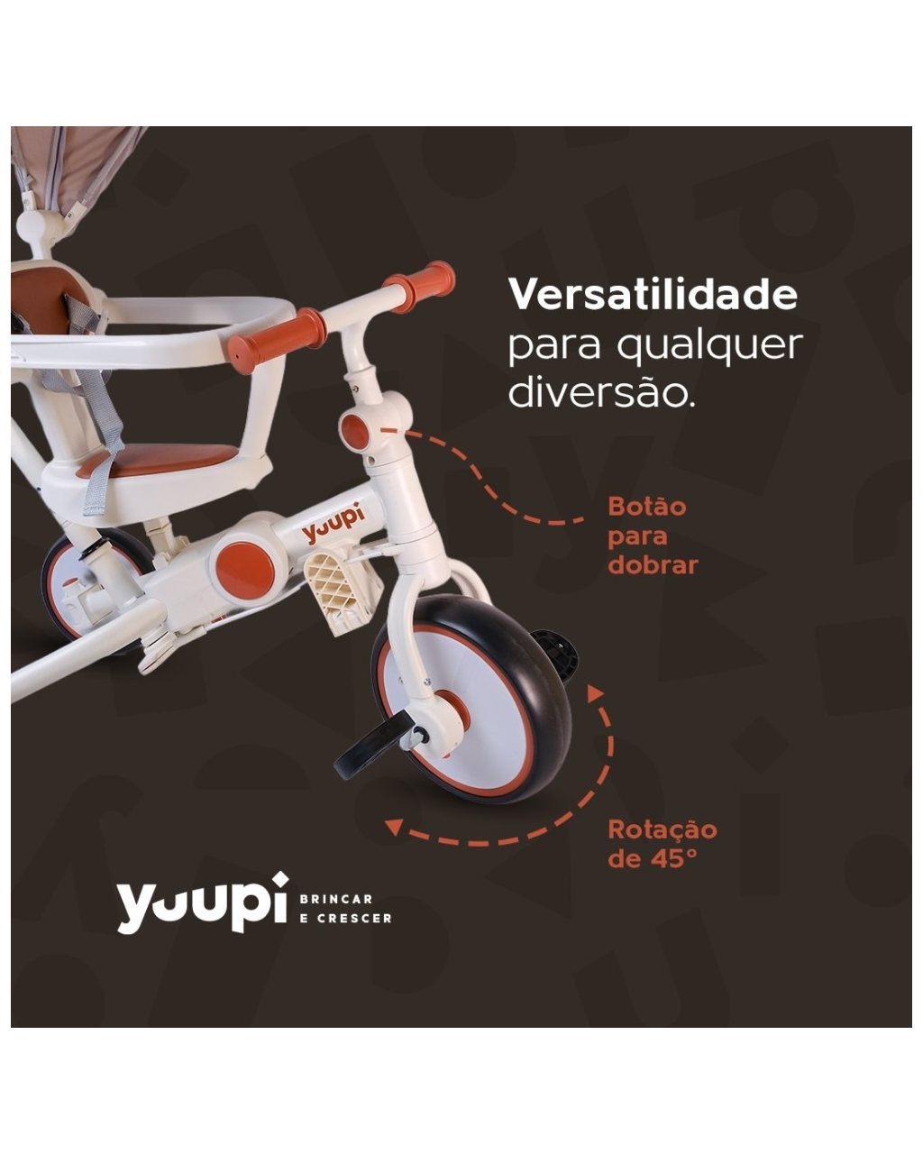 Carrinho, Triciclo, Andador e Bicicleta de Equilíbrio 4 em 1 Dobrável - Branco, foto 6