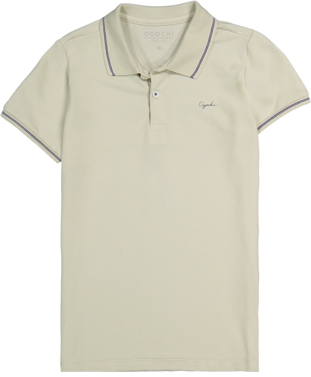Camiseta Polo Ogochi Manga Curta - Bege