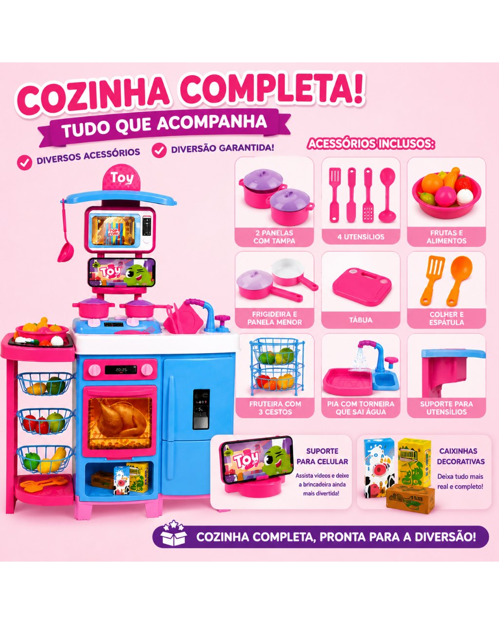Cozinha Infantil Grande com Fogãozinho e Acessórios, foto 3