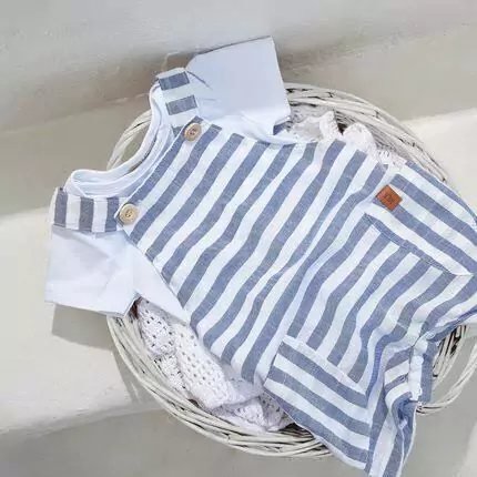Jardineira com body Bebê Menino Listras Milon, foto 2