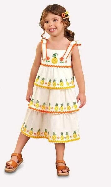 Vestido Infantil Menina Abacaxi Nanai