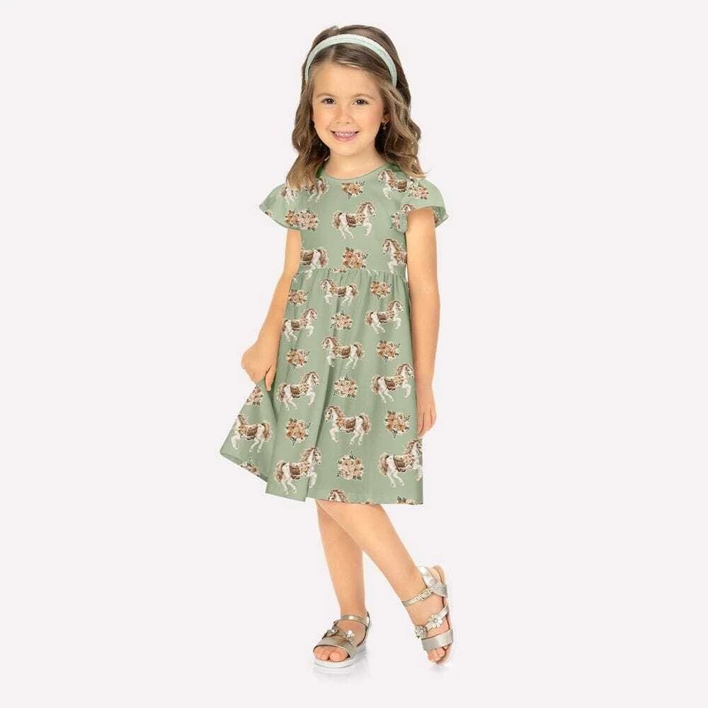 Vestido Infantil Menina Cavalinhos Milon