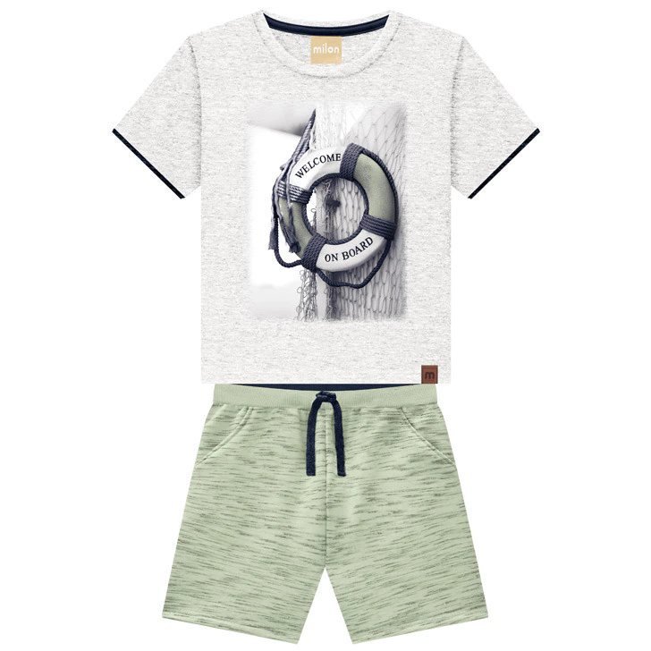 Conjunto Infantil Menino Estampa Milon - Mescla com bermuda verde, foto 2